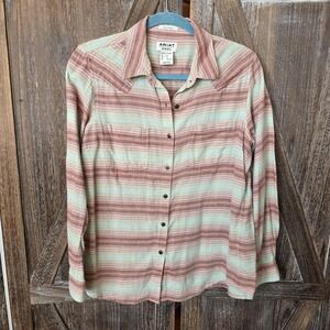 Ariat REAL Shirt Womens M Serape Button Down Cowgirl Western Billie Jean Relaxed